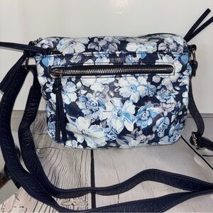 Bueno of California Printed faux Leather Adjustable Crossbody, Blue White Floral